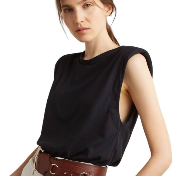 Anthropologie Deluc Adeline Top Sleeveless With Shoulder Pads In Orange SZ L NWT - Picture 1 of 11